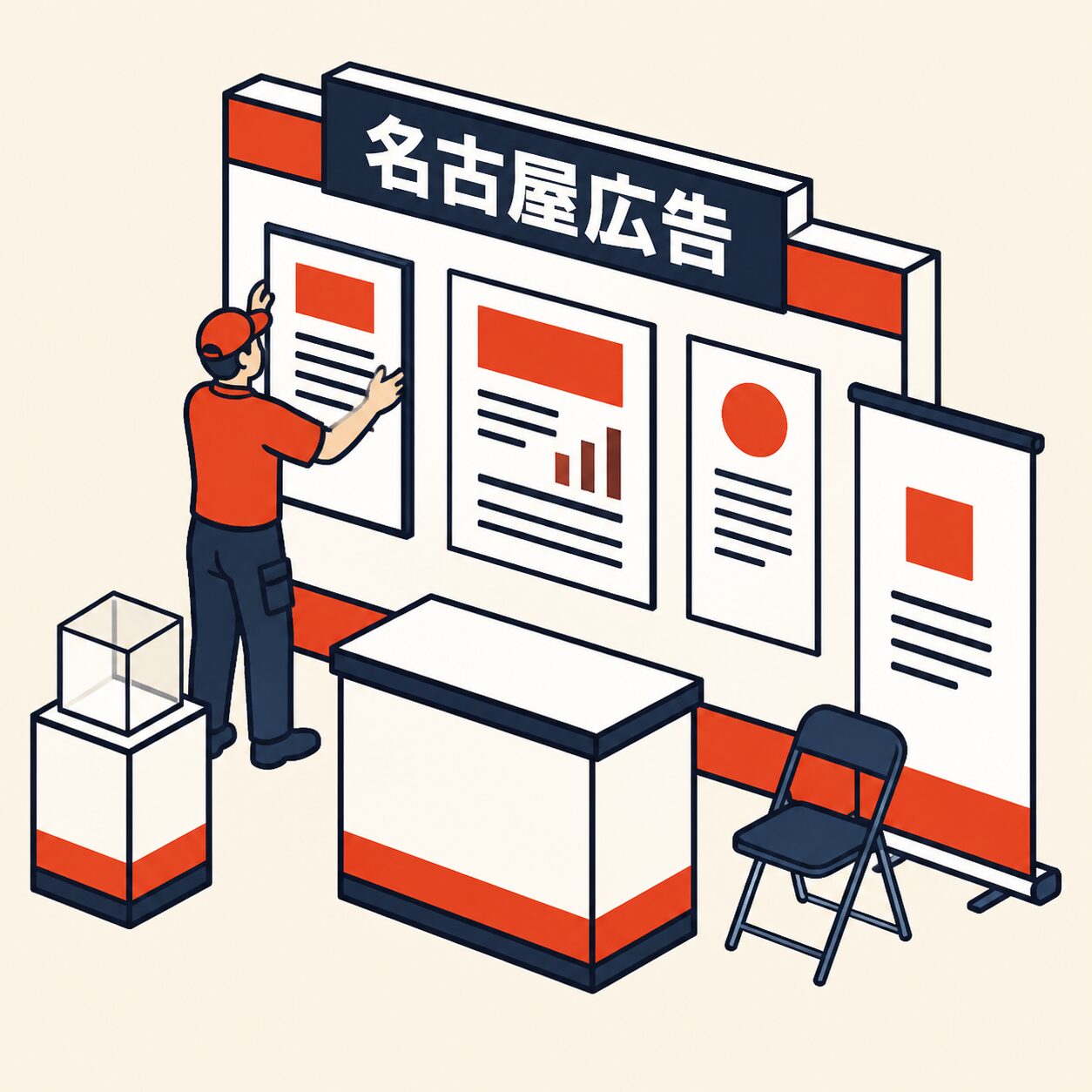 イベントブース設営のイラスト（名古屋広告）